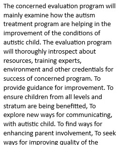 Improving Conditions for Autistic Child Presentation